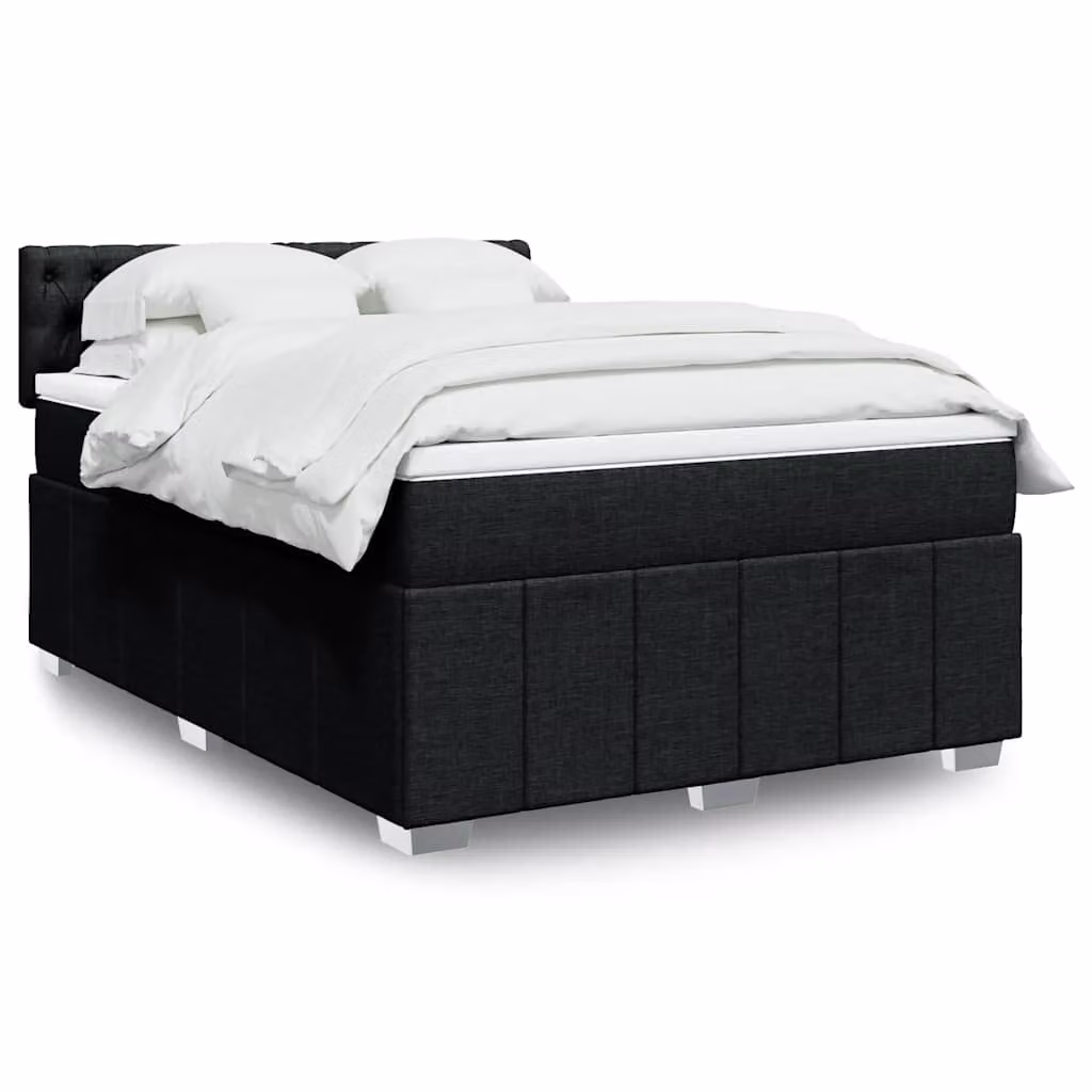 vidaXL Giroletto a Molle con Materasso Ibrido in Tessuto Nero, L 140 cm x P 190 cm