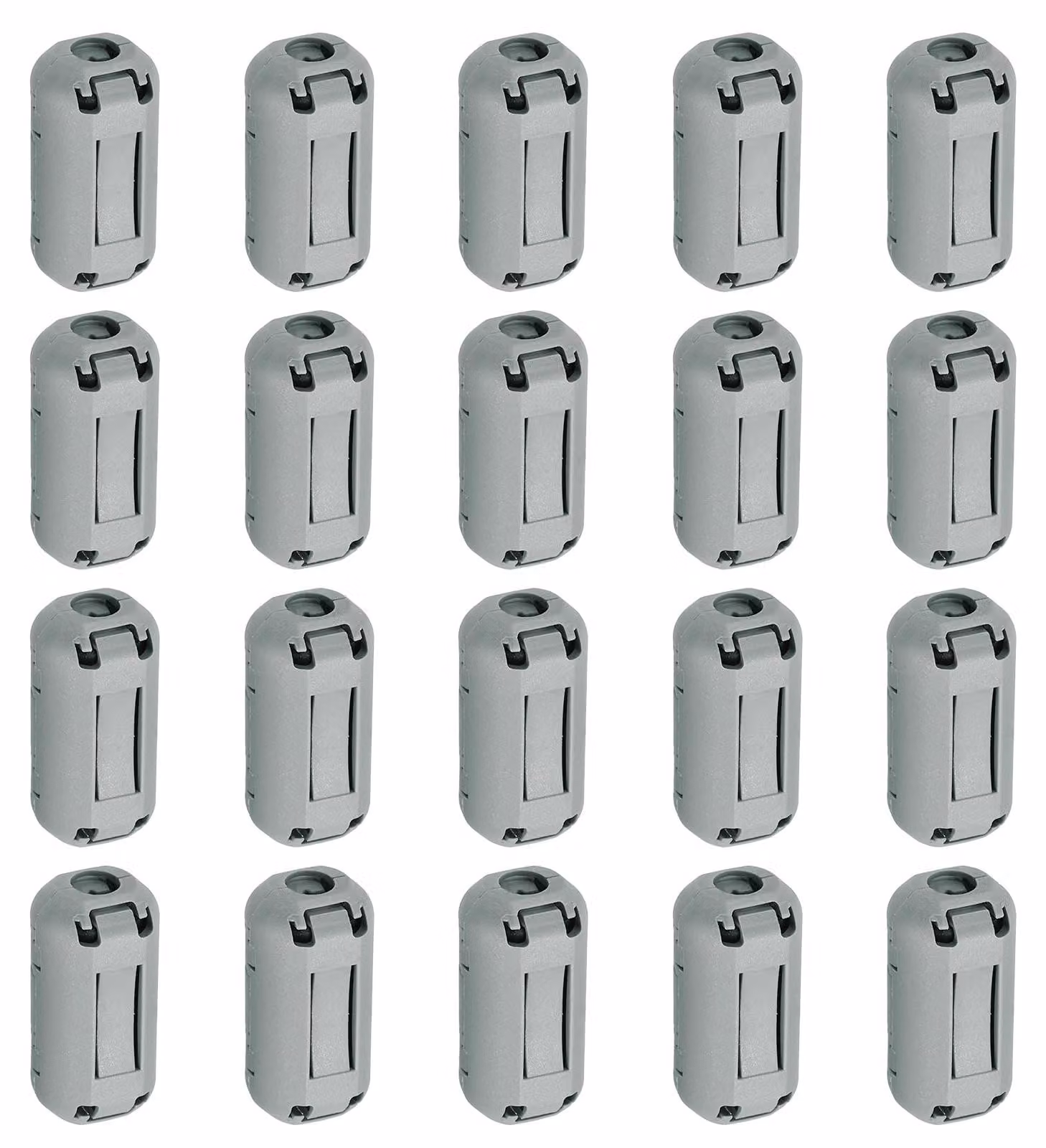 Anello ferromagnetico con clip, 20 pezzi, 3,5 mm, grigio, per la riduzione delle interferenze