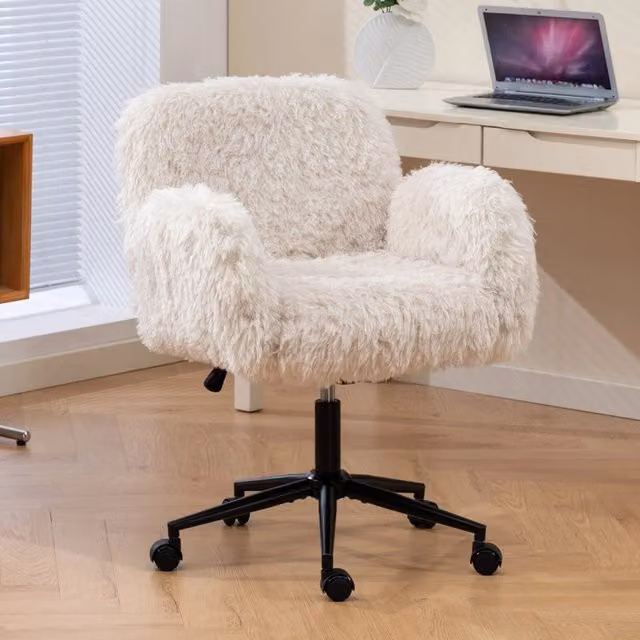 Sedia da Ufficio Ergonomica MINIMAL Beige con Braccioli Regolabili e Schienale Alto Girevole