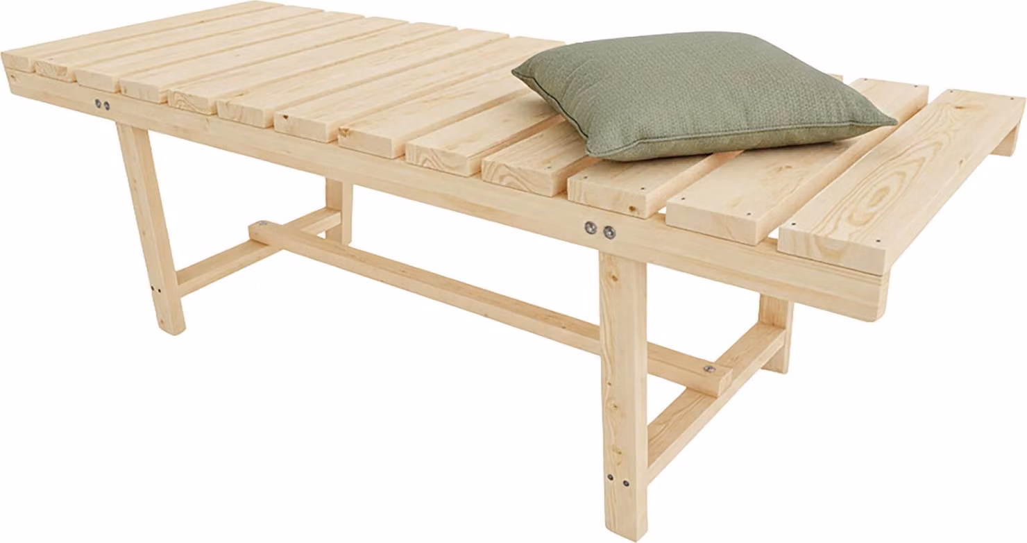 Panchina da giardino Relaxdays, a 2 posti, per terrazza o balcone, senza schienale, in legno di abete, A x L x P: 35 x 110 x 38 cm, panca, colore naturale