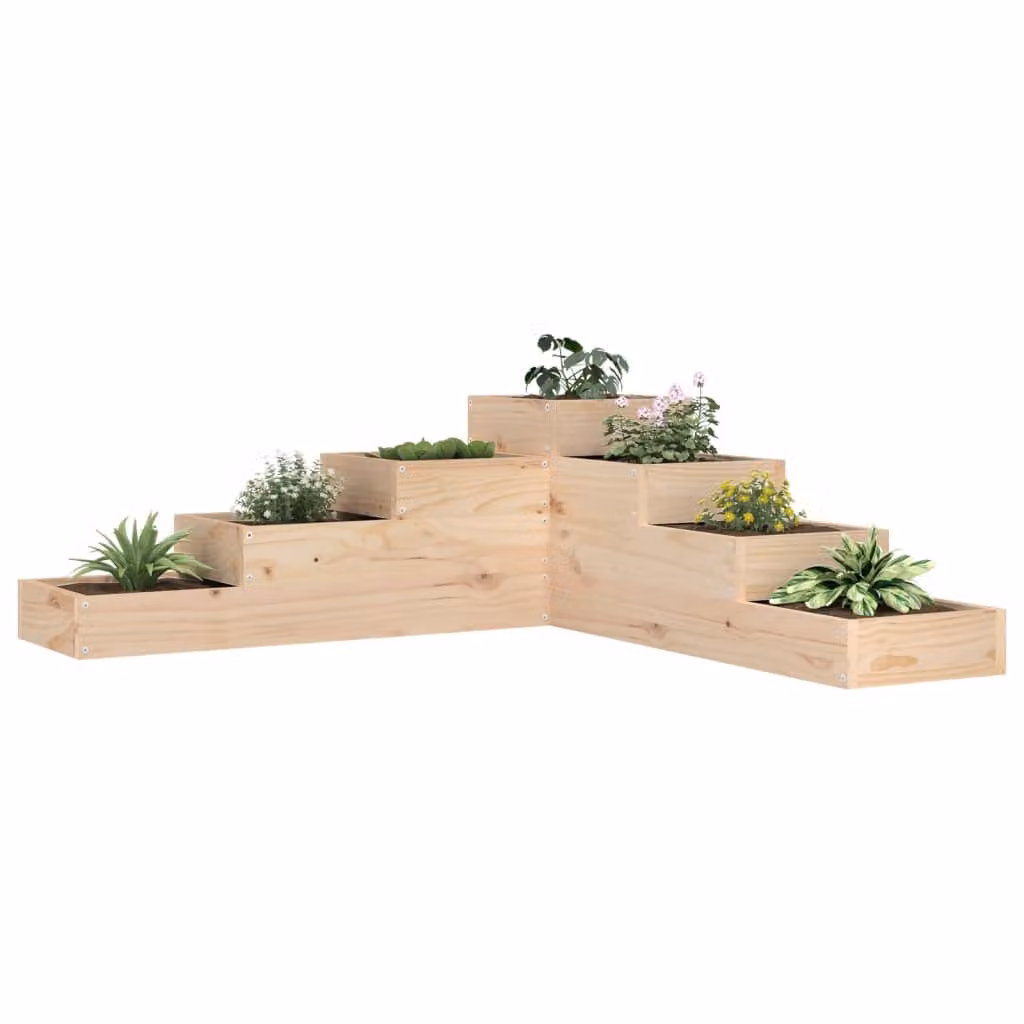 vidaXL Fioriera da giardino a 4 ripiani in legno massello, L: 106 cm, P: 36 cm, H: 104,5 cm