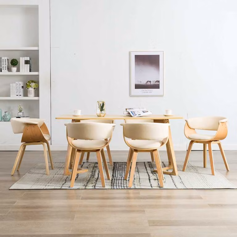 Set di 6 sedie da pranzo vidaXL in legno e similpelle color crema e marrone per cucina e sala da pranzo