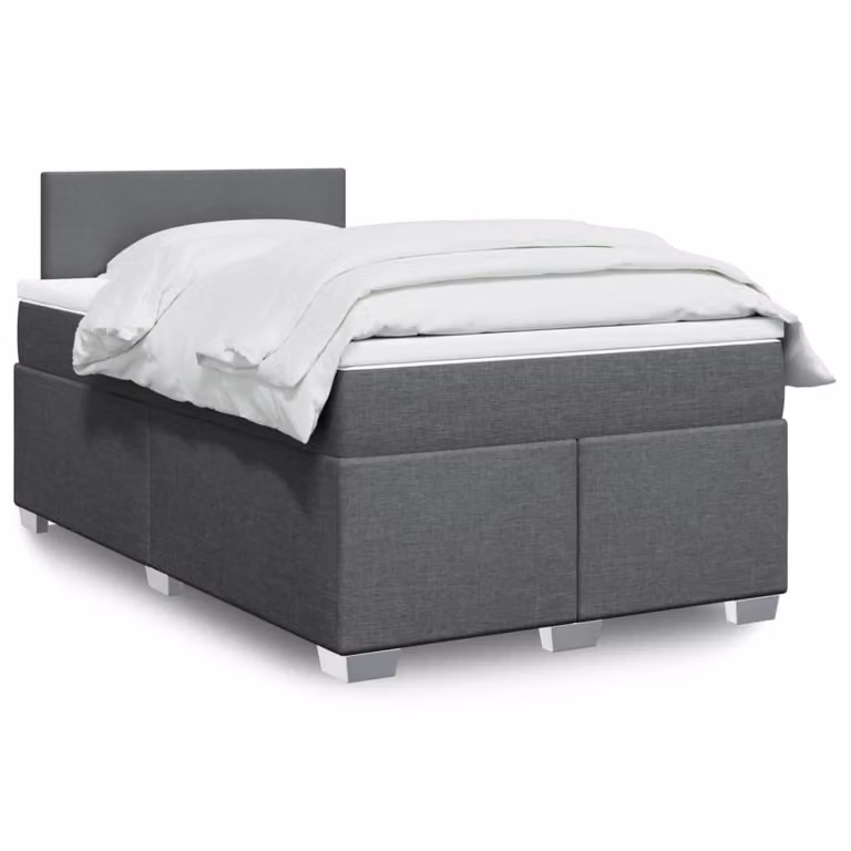vidaXL Giroletto a Molle Ibrido con Materasso in Tessuto Grigio e Bianco L/P/H: 200 x 120 x 100,5 cm