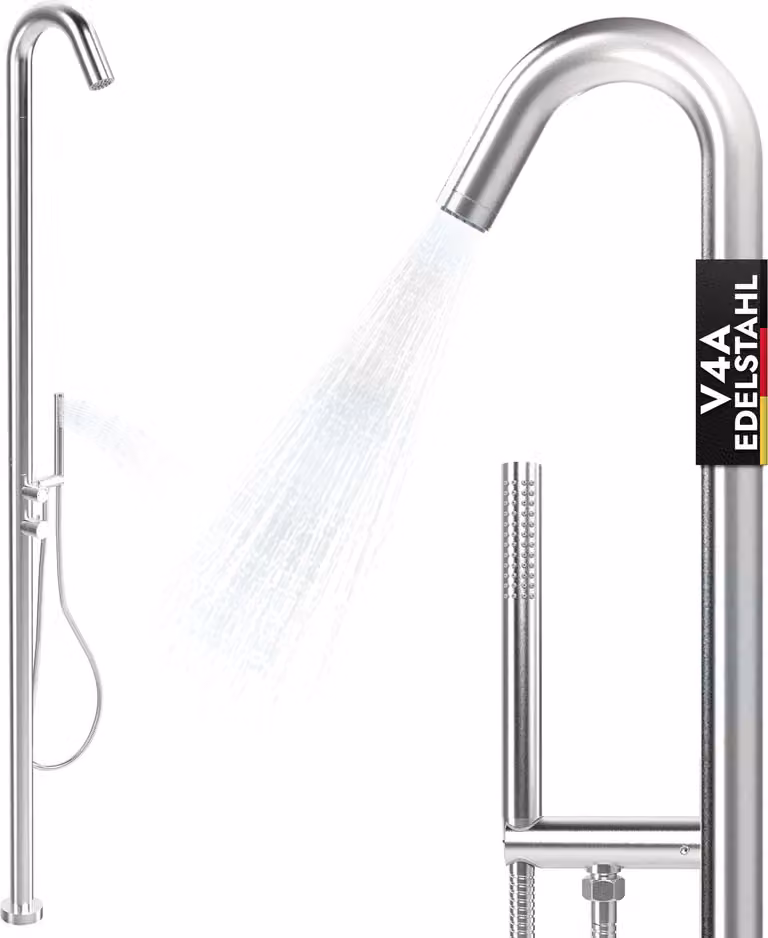 Doccia per piscina doccia da giardino V4A AISI 316 in acciaio inox acqua calda acqua fredda con doccetta doccia da esterno per piscina giardino sauna by LAWA
