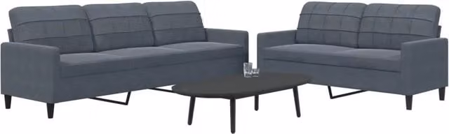 Set di 2 divani moderni vidaXL in velluto grigio con cuscini e struttura in metallo