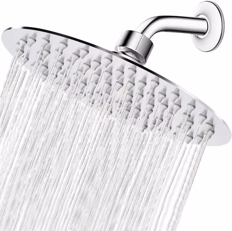 Doccia a parete, 25 cm, acciaio inossidabile 304, rotonda, con sistema di risparmio idrico, per bagno