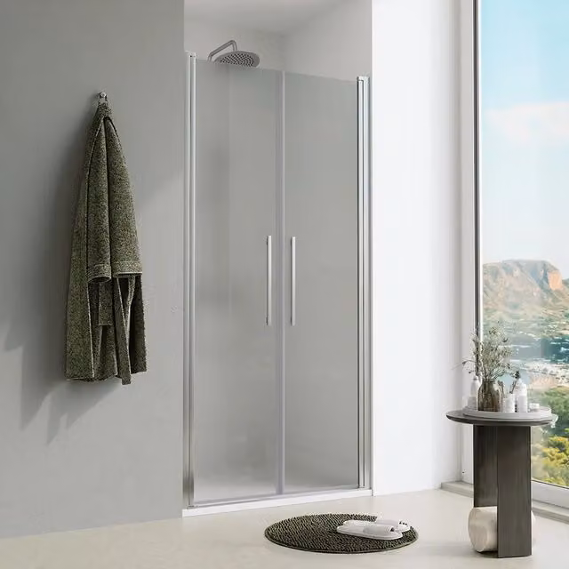 Porta doccia 100cm apertura saloon con profili cromati e vetro da 6mm opaco h195 | Elba