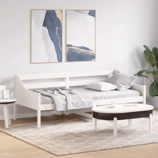 Dormeuse bianca in legno di pino massello vidaXL L/P: 80 x 200 cm