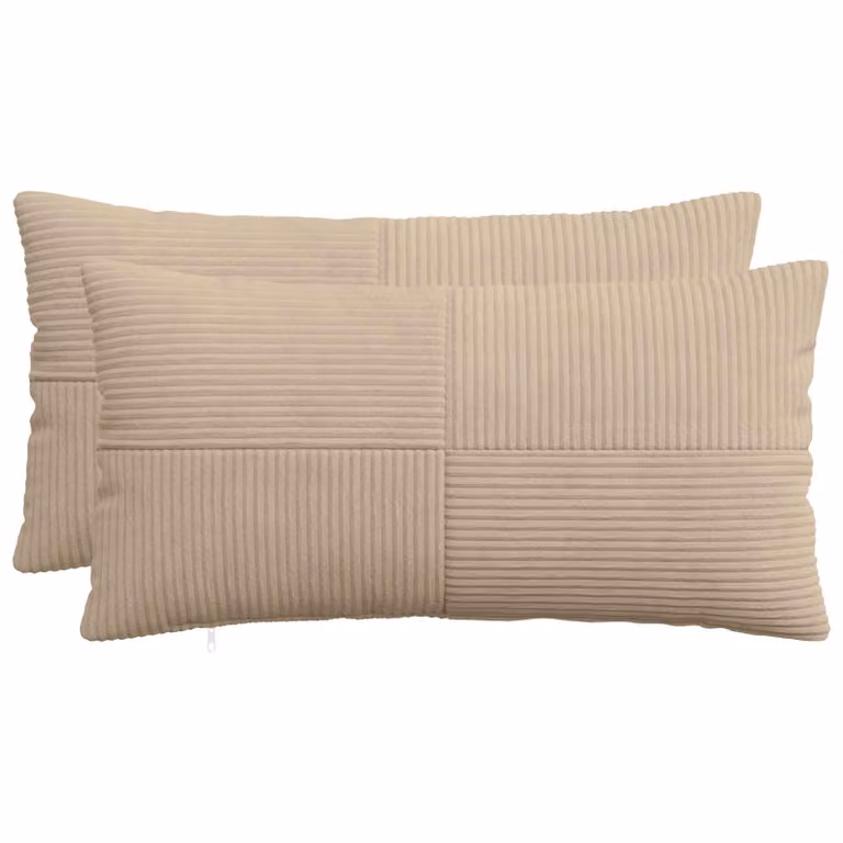 Set di 2 federe vidaXL ALMELO in velluto a coste, colore tortora, L 40 cm x P 80 cm