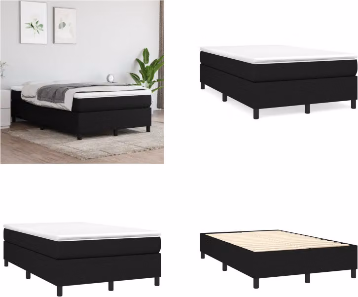 vidaXL Letto Boxspring nero 120x200 cm in tessuto - Letto Boxspring - Boxspringbetten - Bett - Schlafzimmermöbel