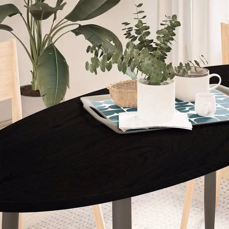 Piano Tavolo Ovale in Rovere Massello vidaXL, Marrone Scuro, L: 140 cm, P: 60 cm, H: 2 cm