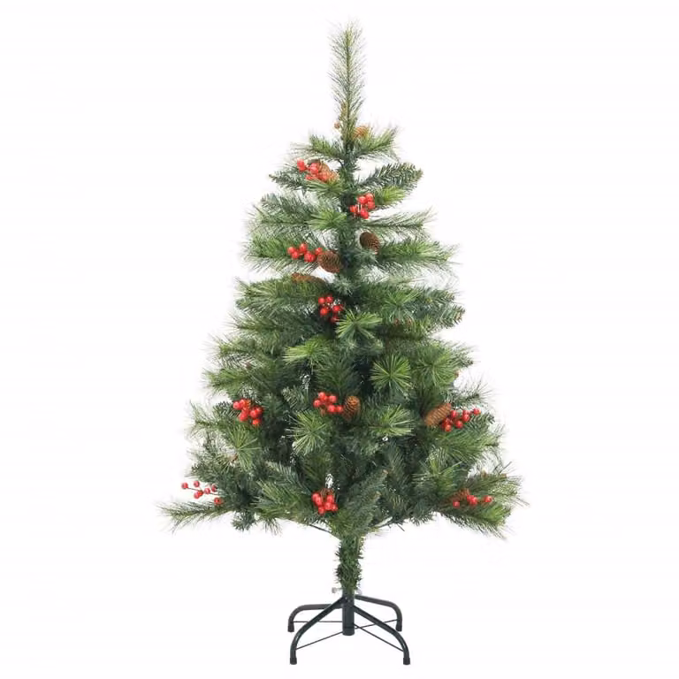 Albero Natale Artificiale Incernierato con Pigne e Bacche 150cm