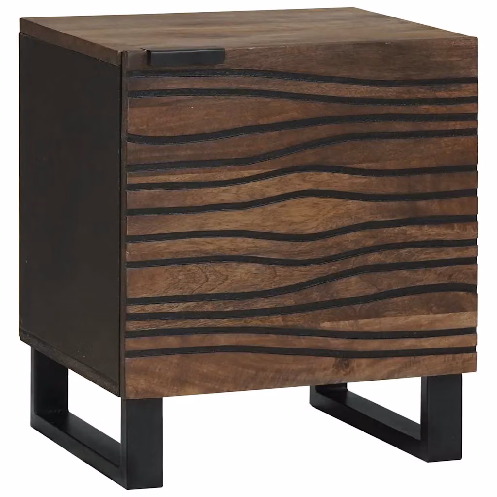 vidaXL Armadio da Notte in Legno di Mango e Acacia, Colore Marrone, L 40 cm x P 33 cm x H 46 cm
