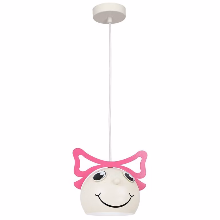 Lampada a sospensione Bambini color crema-rosa 1xE27x15W in metallo, dimensioni: 110x21,5x16,5 cm, IP20, Luminex