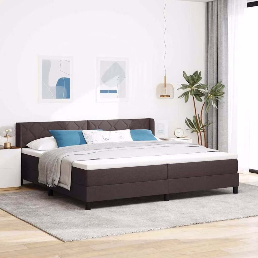 Maison Exclusive - Letto boxspring con testiera, marrone scuro, 200 x 200 cm, rivestimento in tessuto