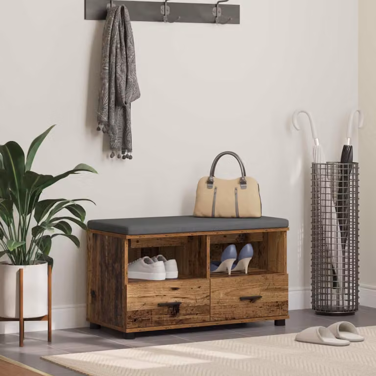 Panca porta scarpe moderna vidaXL in legno e tessuto marrone L 80 x P 38 x H 46 cm