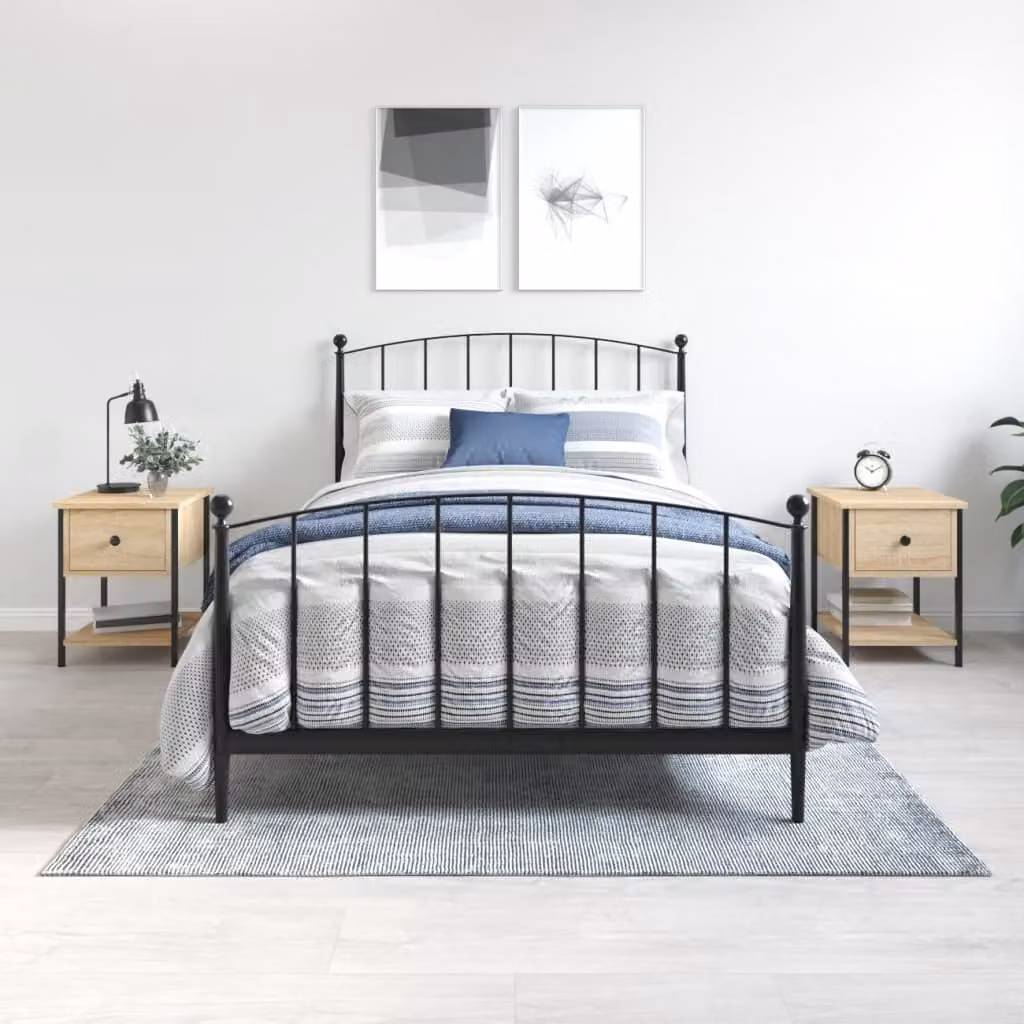 Set di 2 comodini vidaXL in legno multistrato color rovere sonoma, L 34 cm x P 35,5 cm x H 45 cm