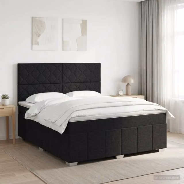 Letto box spring con materasso vidaXL nero in tessuto con base a sollevamento L/P: 140 x 190 cm – 1
