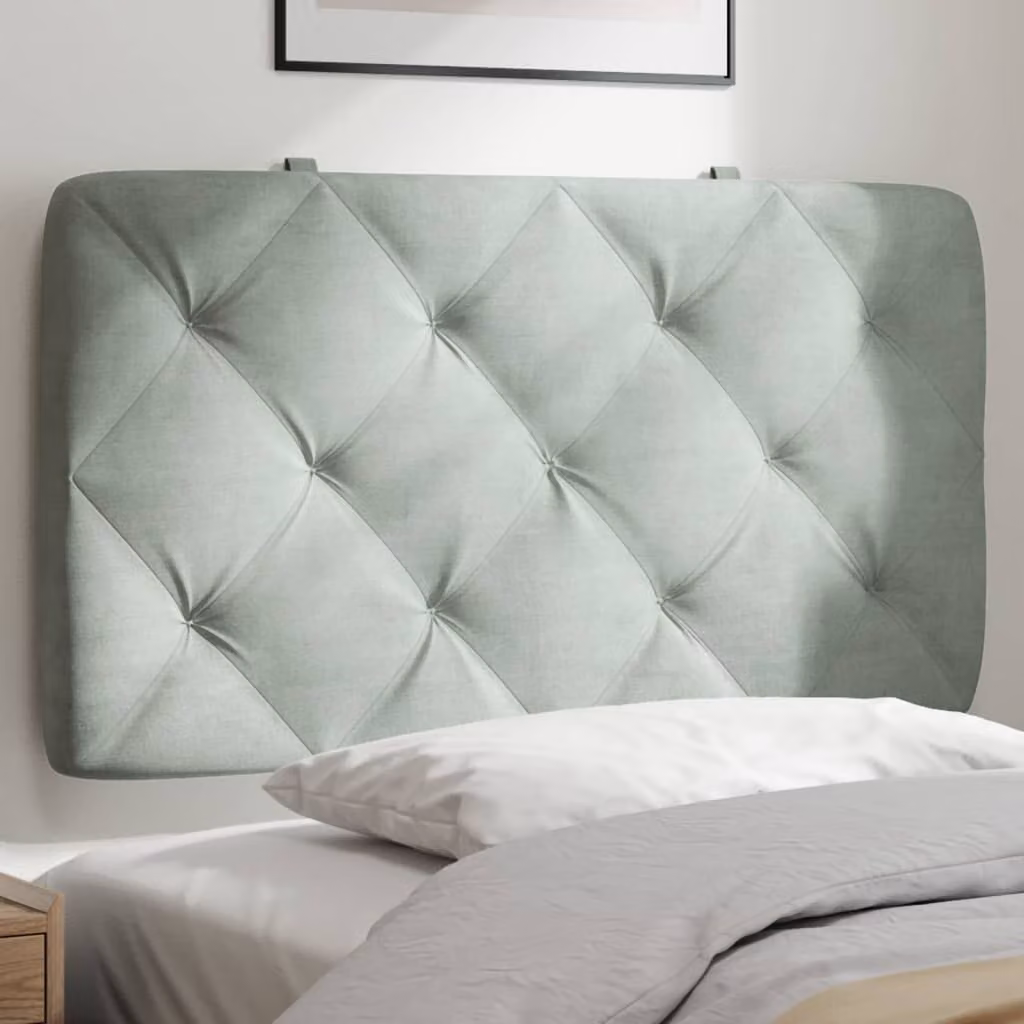 Cuscino Testiera vidaXL in Velluto Grigio Chiaro, L: 80 cm