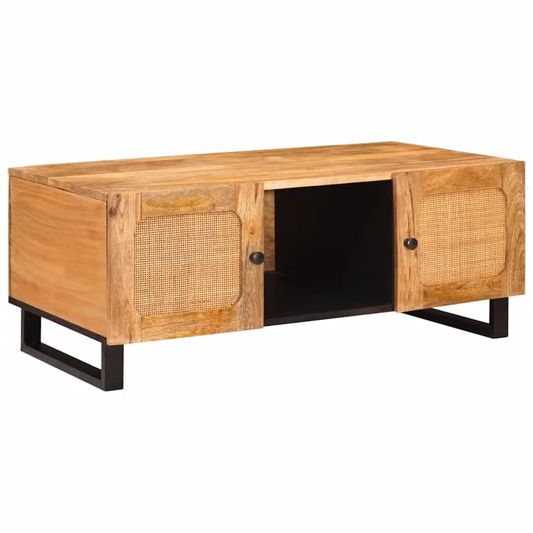 vidaXL Tavolino da salotto in legno di mango stile rustico marrone L/P/H: 100 x 54 x 40 cm