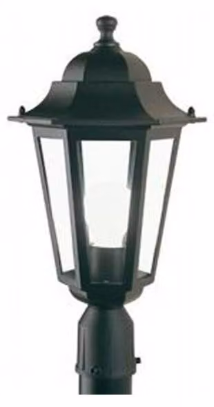 Testa Palo Da Esterno Contemporaneo Esagonale Alluminio E Vetro Nero 1 Luce E27