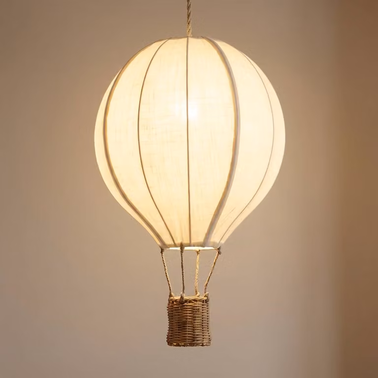 Lampada a sospensione Aeris Lindby, dimmerabile, Crema / Ambra, Cameretta, Tessuto / Stoffa / Seta, Lampada a sospensione