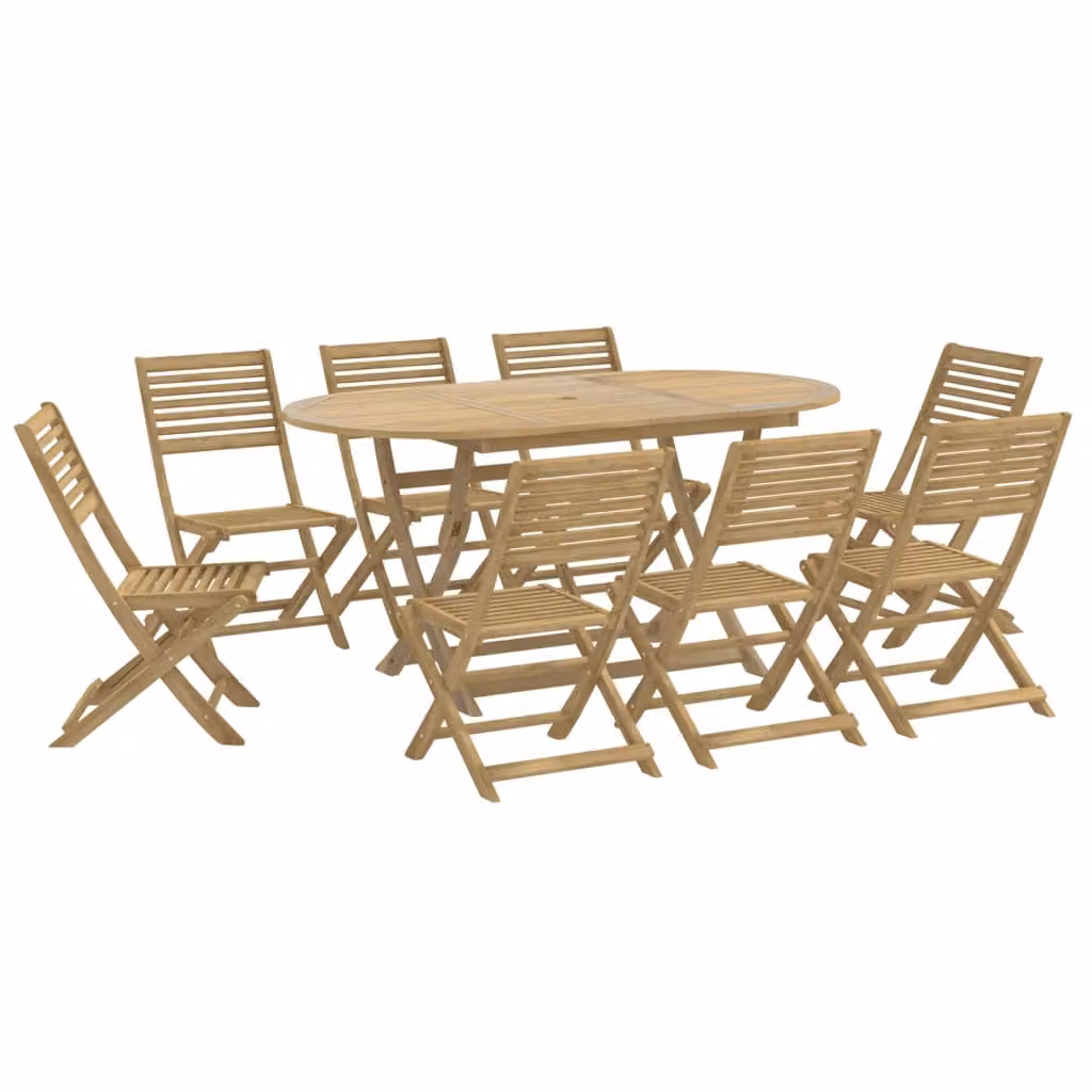 Set da Pranzo da Giardino 9 pz Legno Massello di Acacia