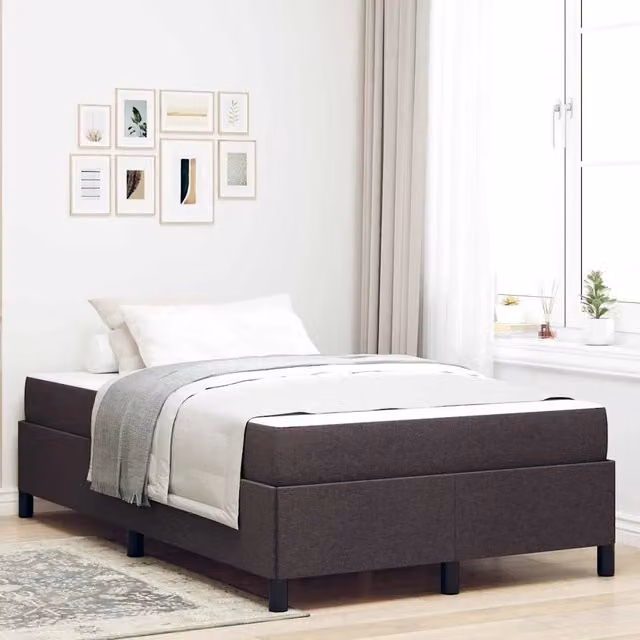 Letto a molle Marrone Scuro 120 x 190 cm Tessuto 3398846