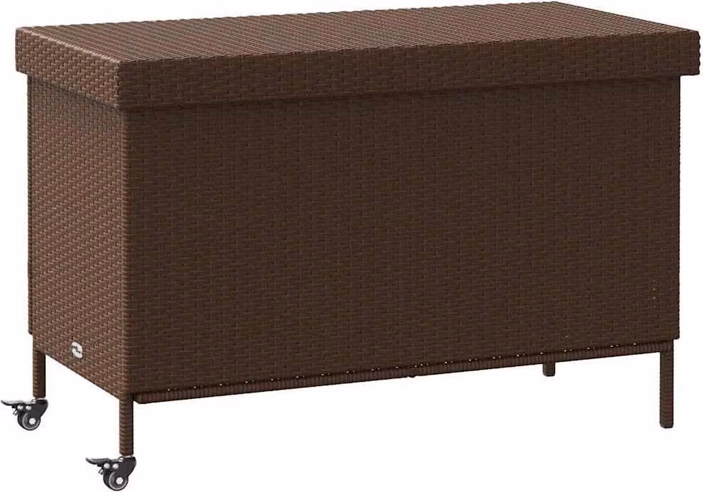 Contenitore da Giardino con Ruote Marrone Polyrattan