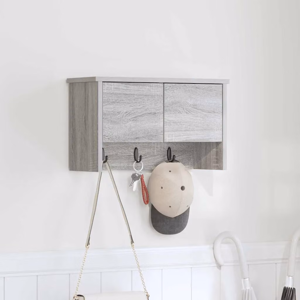 vidaXL Appendiabiti a muro moderno Grigio, L 50 x P 20 x H 30 cm