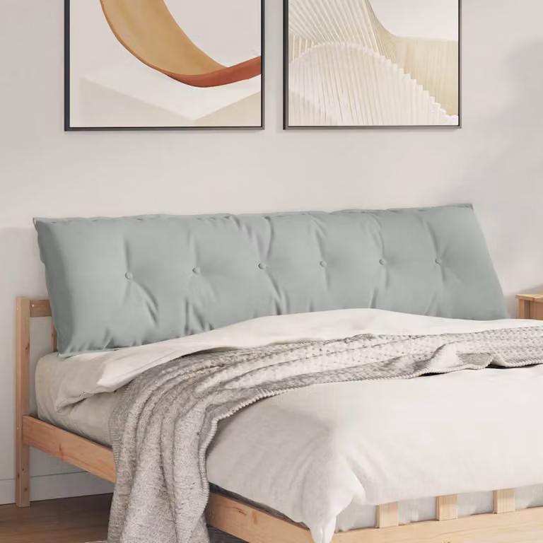 Cuscino per schiena vidaXL in velluto a coste grigio, L 180 x P 50 cm