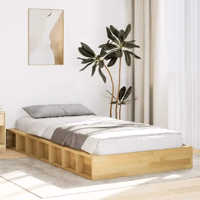 Struttura Letto Giroletto Design Mania in Legno di Rovere Marrone con Listelli in Legno L: 193 cm, P: 151 cm, H: 93 cm