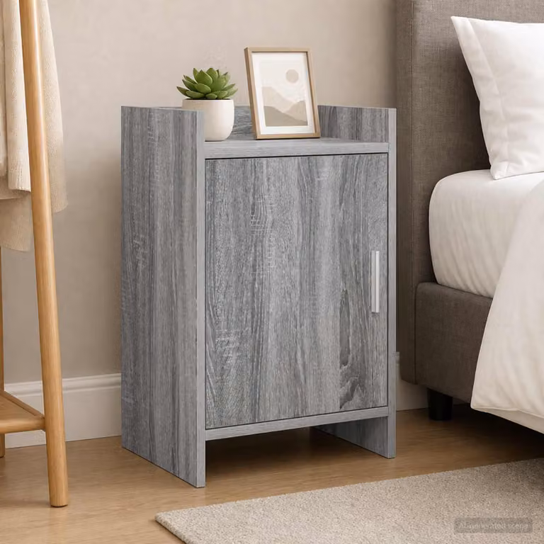 Comodino vidaXL moderno in legno ingegnerizzato e metallo, grigio opaco, L 40 cm x P 30 cm x H 60 cm