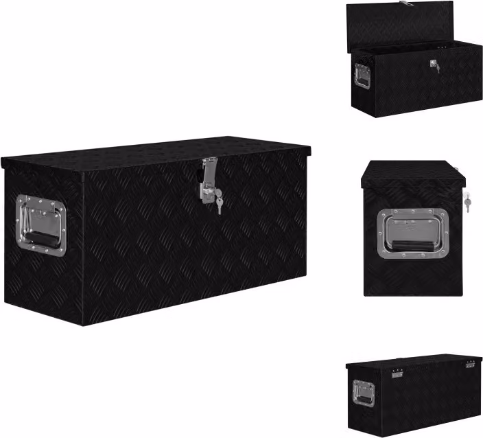 vidaXL Cassetta in alluminio 80×30×35 cm nero - Cassette per attrezzi