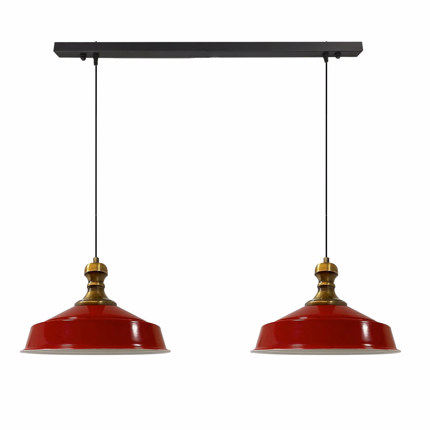 Lampada a sospensione Asletl-Knob Lampada a sospensione in metallo a 2 luci, E27, rosso Lampada vintage