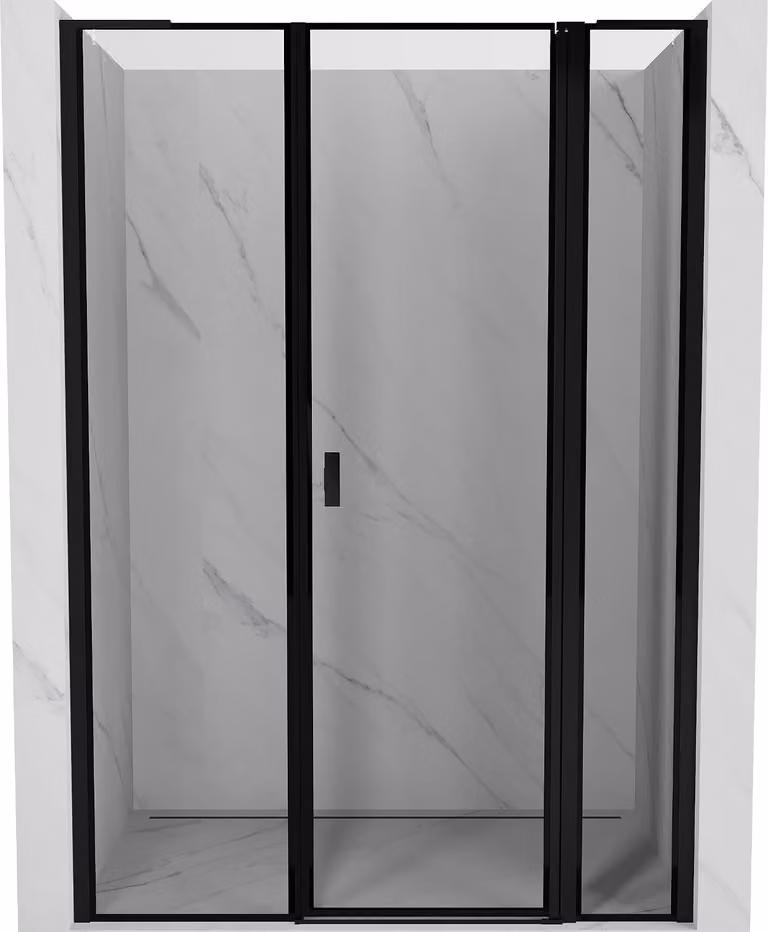 Mexen Mist L porta doccia battente destra 150 cm, cornice nera, nero - 8A4L-150-001-70-70-P
