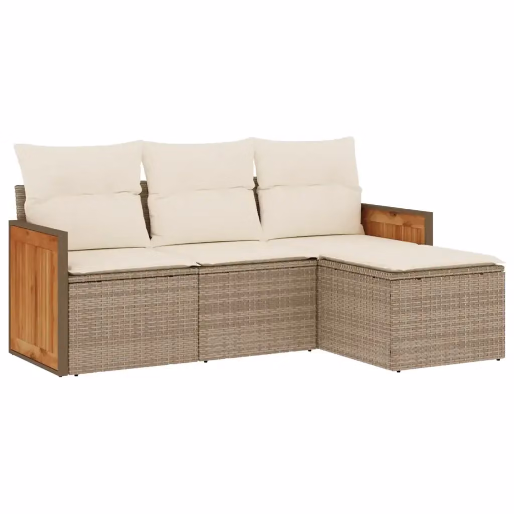 Set Divano da Giardino a L vidaXL con Cuscini Beige e Struttura in Metallo e Polyrattan – 2