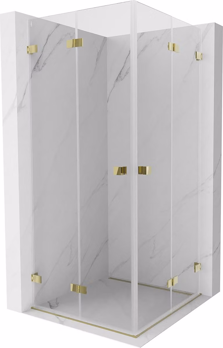 Mexen Lunar-F Duo cabina doccia pieghevole 90 x 90 cm, trasparente, oro - 836-090L-090P-50-00
