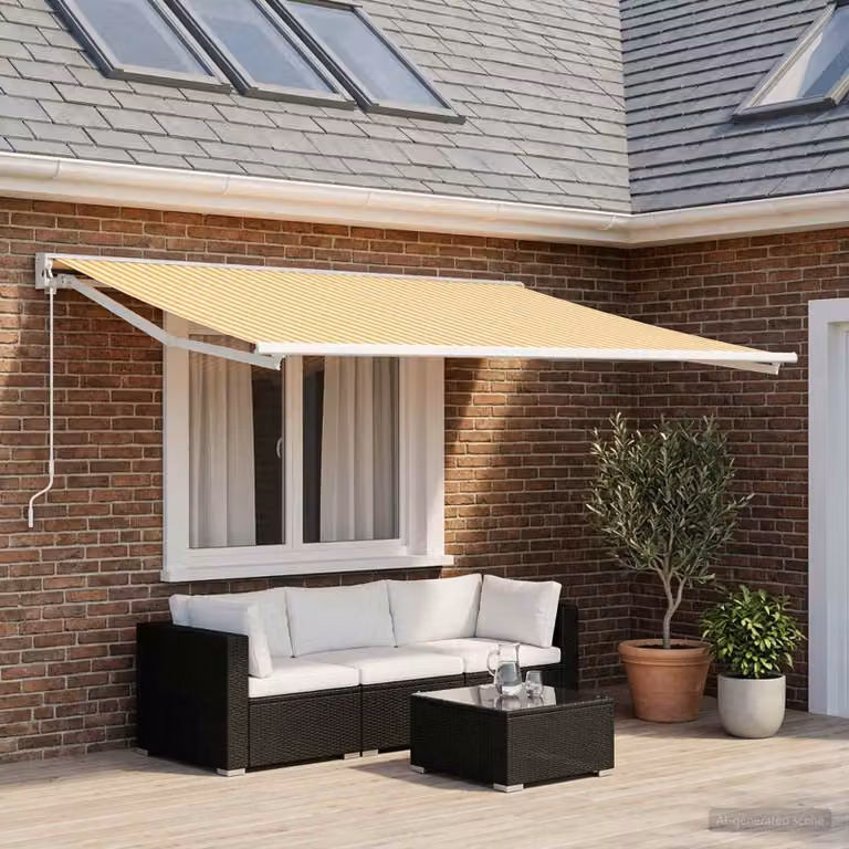 Telo di ricambio per tenda da sole vidaXL in poliestere, Giallo e Bianco, L 300 x P 250 cm