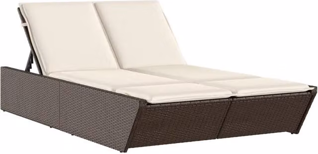 Lettino Prendisole | Sdraio da giardino | Lettino da sole con Cuscini Marrone in Polyrattan