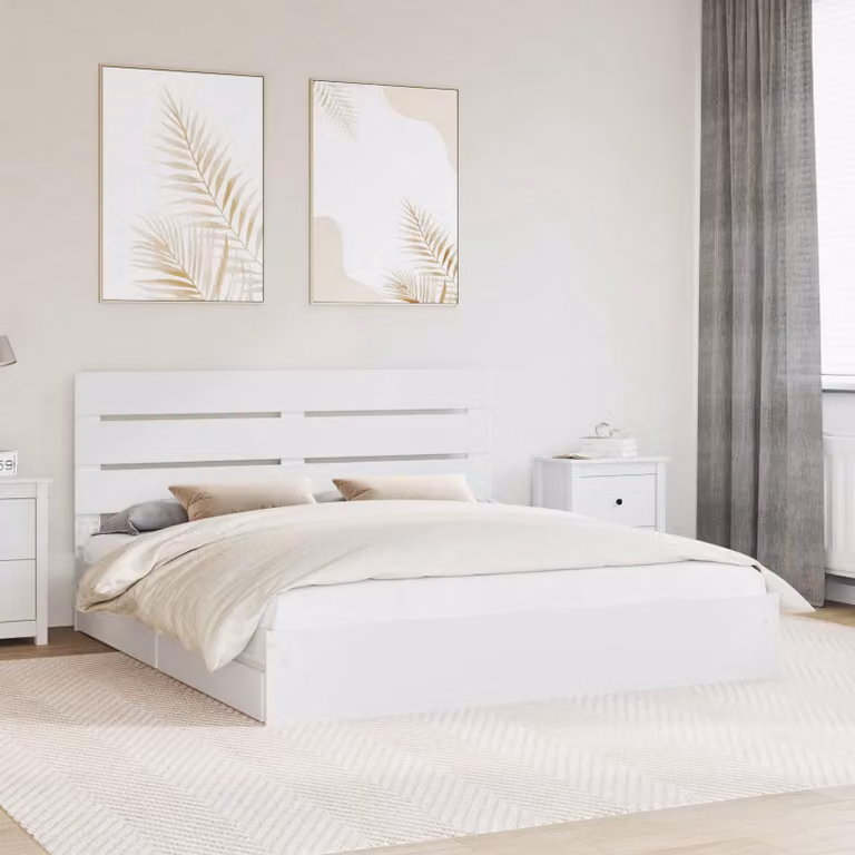 Letto con contenitore vidaXL in legno ingegnerizzato bianco 180 x 200 cm