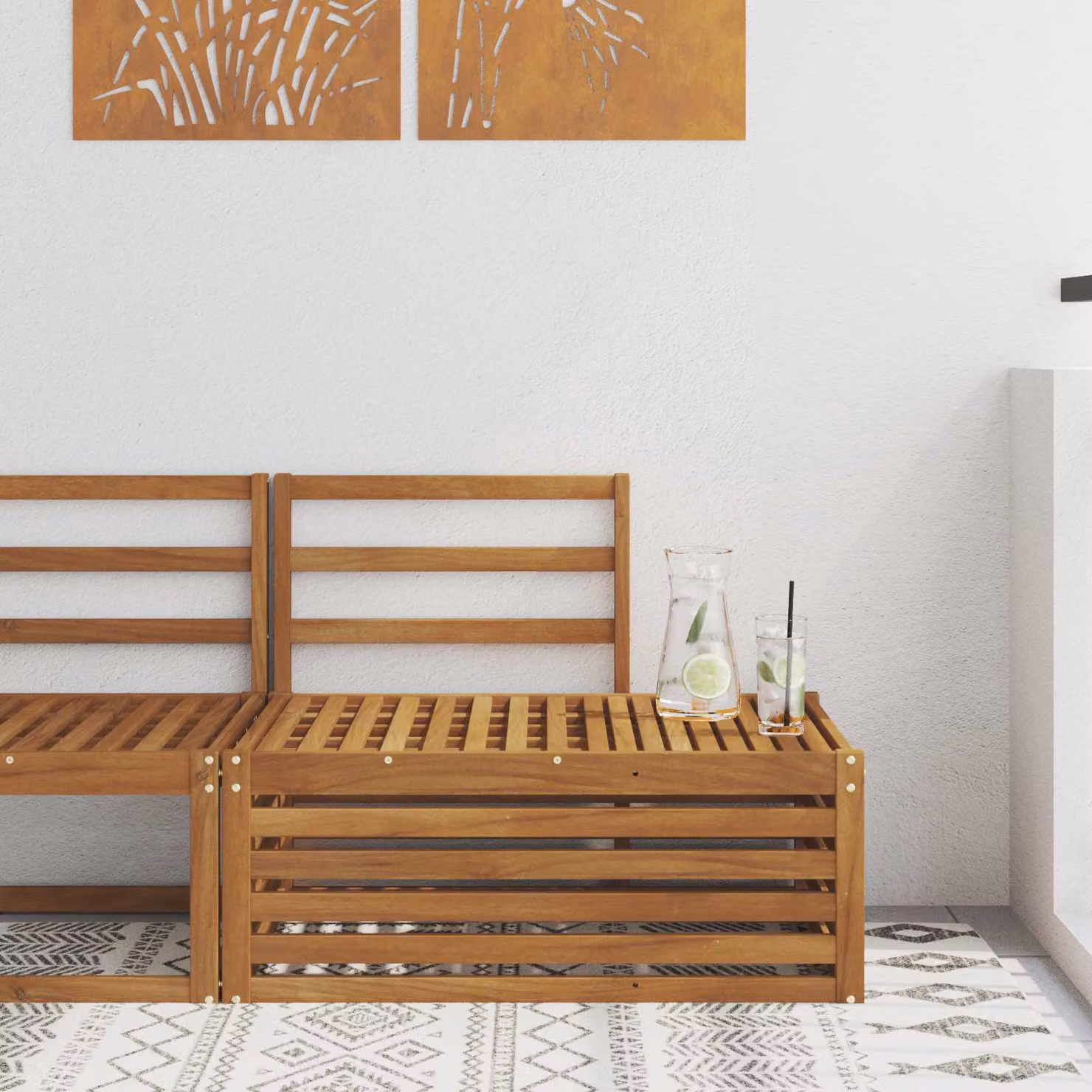 vidaXL Divano da Esterno Naturale 91 x 63 x 73 cm