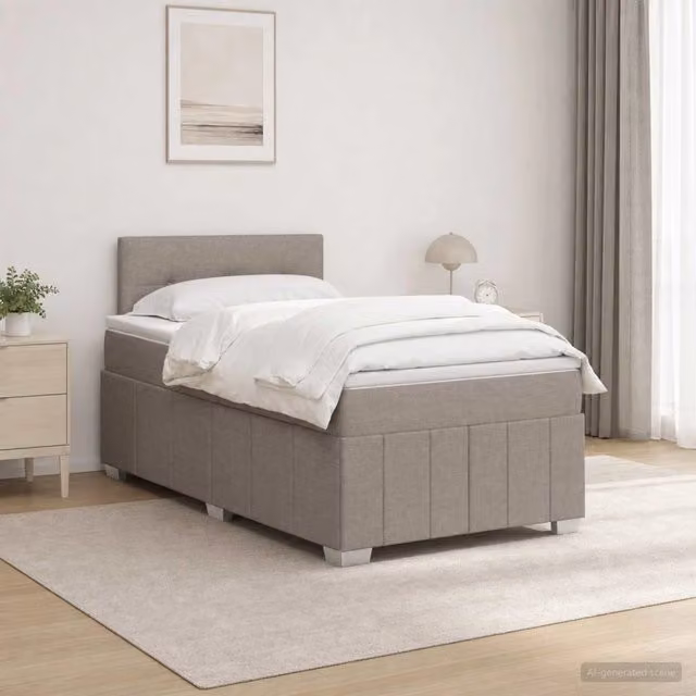 Letto box spring con materasso vidaXL in tessuto beige L/P: 120 x 200 cm – 1
