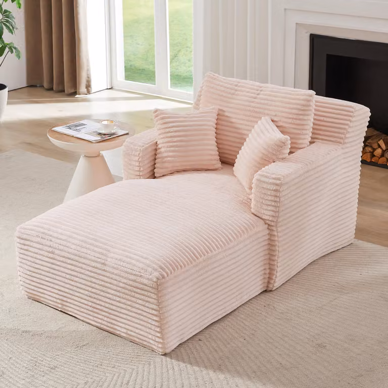 MODFU: divano chaise longue, poltrona relax in velluto a coste, poltrona lounge, poltrona poster con molle insacchettate e schiuma, rosa