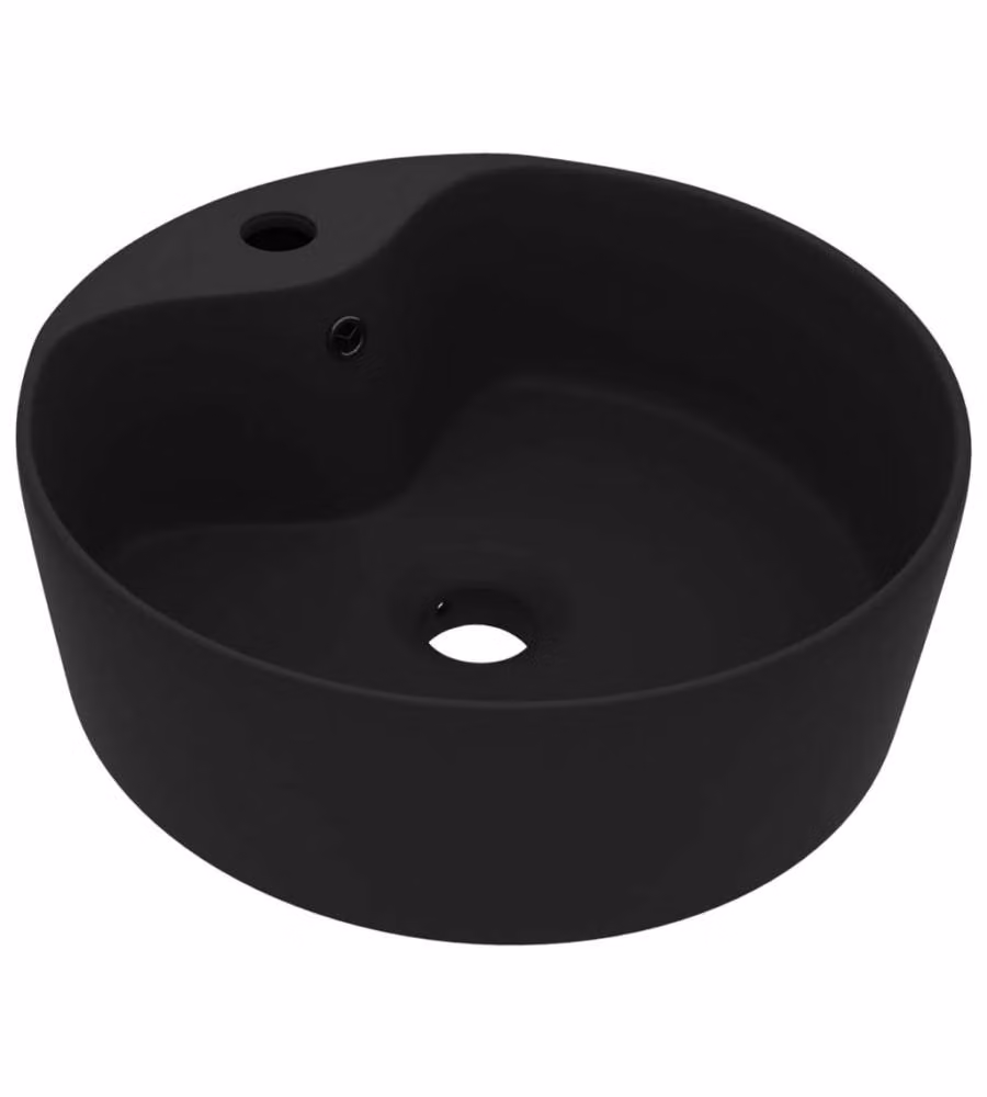 Lavandino con Troppopieno vidaXL in Ceramica Nero Opaco L: 36 cm, H: 13 cm, P: 13 cm – 2