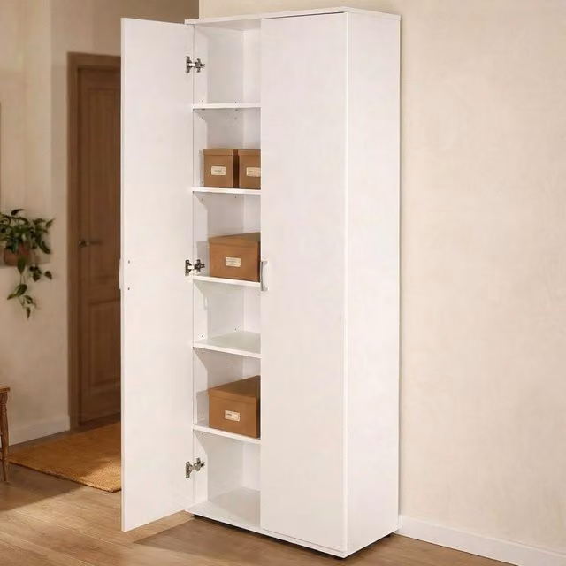 Armadio Multiuso Pazzano DMORA con 2 Ante e 5 Ripiani, Bianco, L: 70 cm, H: 189 cm – 1