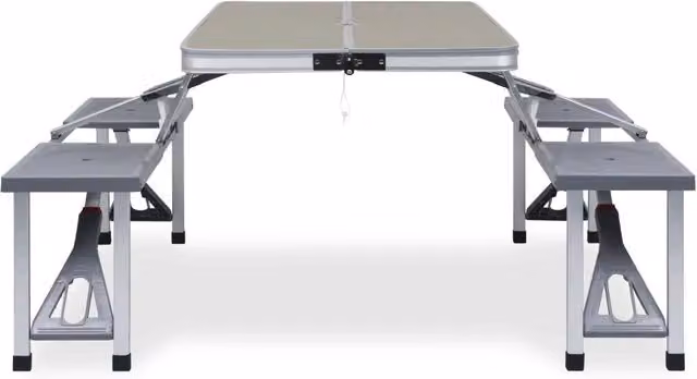 Tavolo da giardino rettangolare pieghevole con piano in MDF laminato e struttura in acciaio verniciato grigio e argento CFW5765407