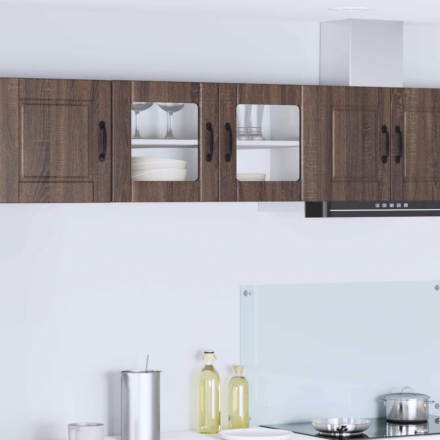 Mobile da parete PORTO vidaXL in rovere marrone con ante in vetro L: 80 cm, P: 31 cm, H: 40 cm