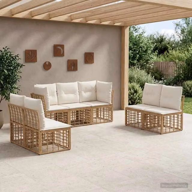 Set di divani da esterno Naturale Poliestere 3437434