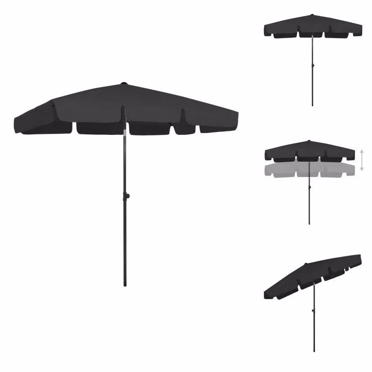 vidaXL Ombrellone nero 200x125 cm - Ombrelloni e tende da sole